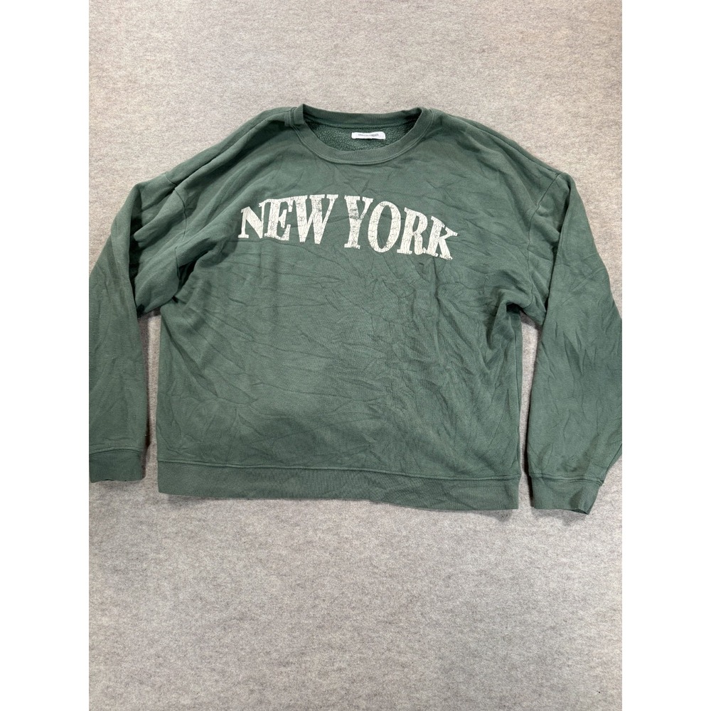 Grayson Threads Sweatshirt Womens Medium Green New York Graphic Fleece Lined